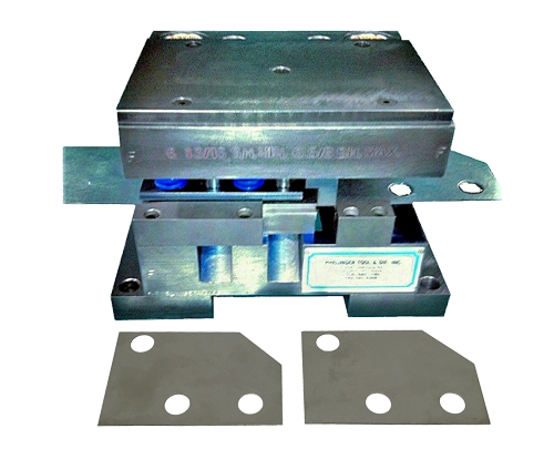 Phelinger self-contained punch and notch die with sample parts